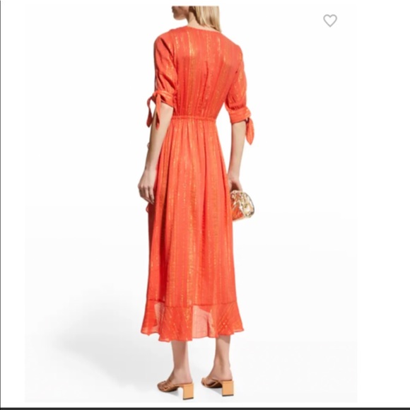 NWT MICHAEL MICHAEL KORS Metallic Crepe Ruffled Wrap Dress - Picture 3 of 13